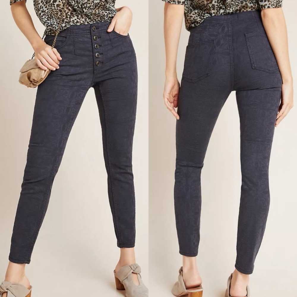 PILCRO AND THE LETTERPRESS Anthropologie High-Rise Jacquard Skinny Jean sz 29